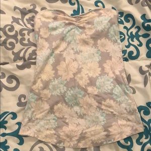 flowered strapless shirt
